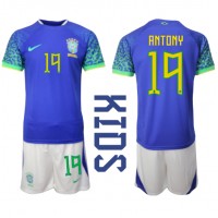 Dječji Nogometni Dres Brazil Antony #19 Gostujuci SP 2022 Kratak Rukav (+ Kratke hlače)